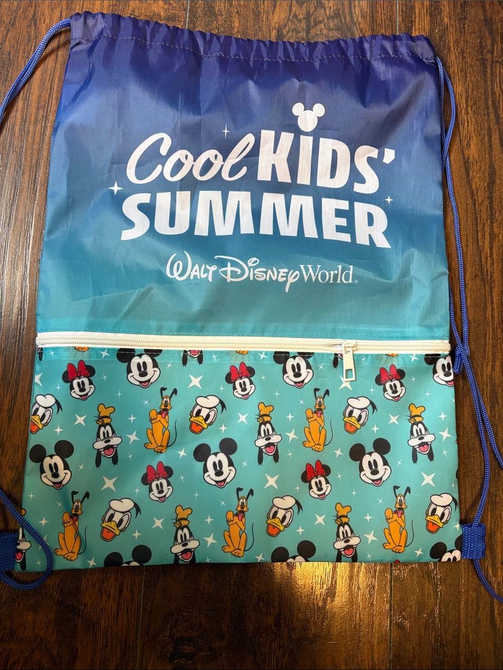 Disney Cool Kids' Summer 2026 Blue Teal Drawstring Backpack - DisneyWorld